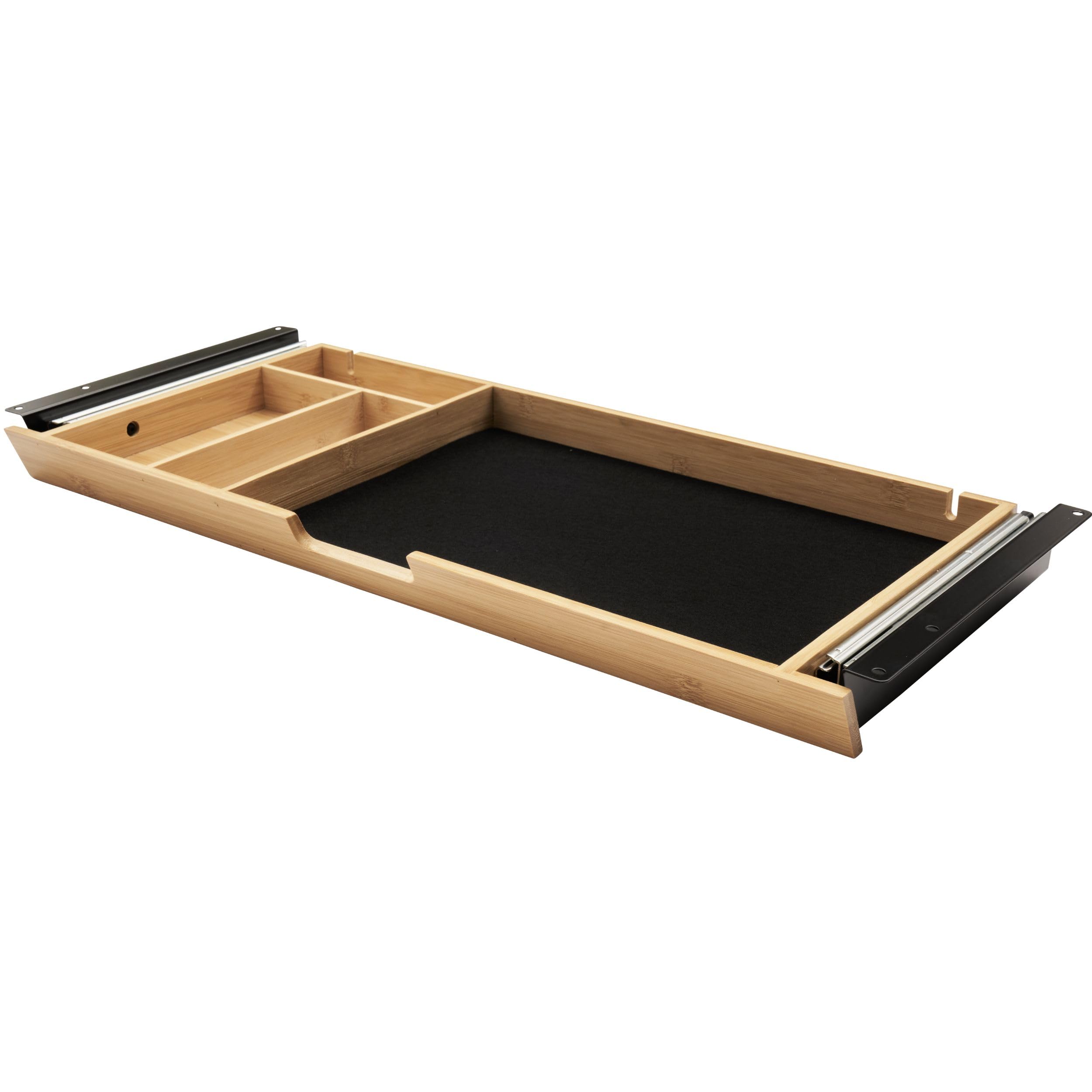 bümö Schreibtisch Organizer Schublade aus Bambus - große Unterbau Ablage für Stifte, Smartphones & Co. - einfach unter dem Tisch montierbar, Premium Schreibtisch Zubehör