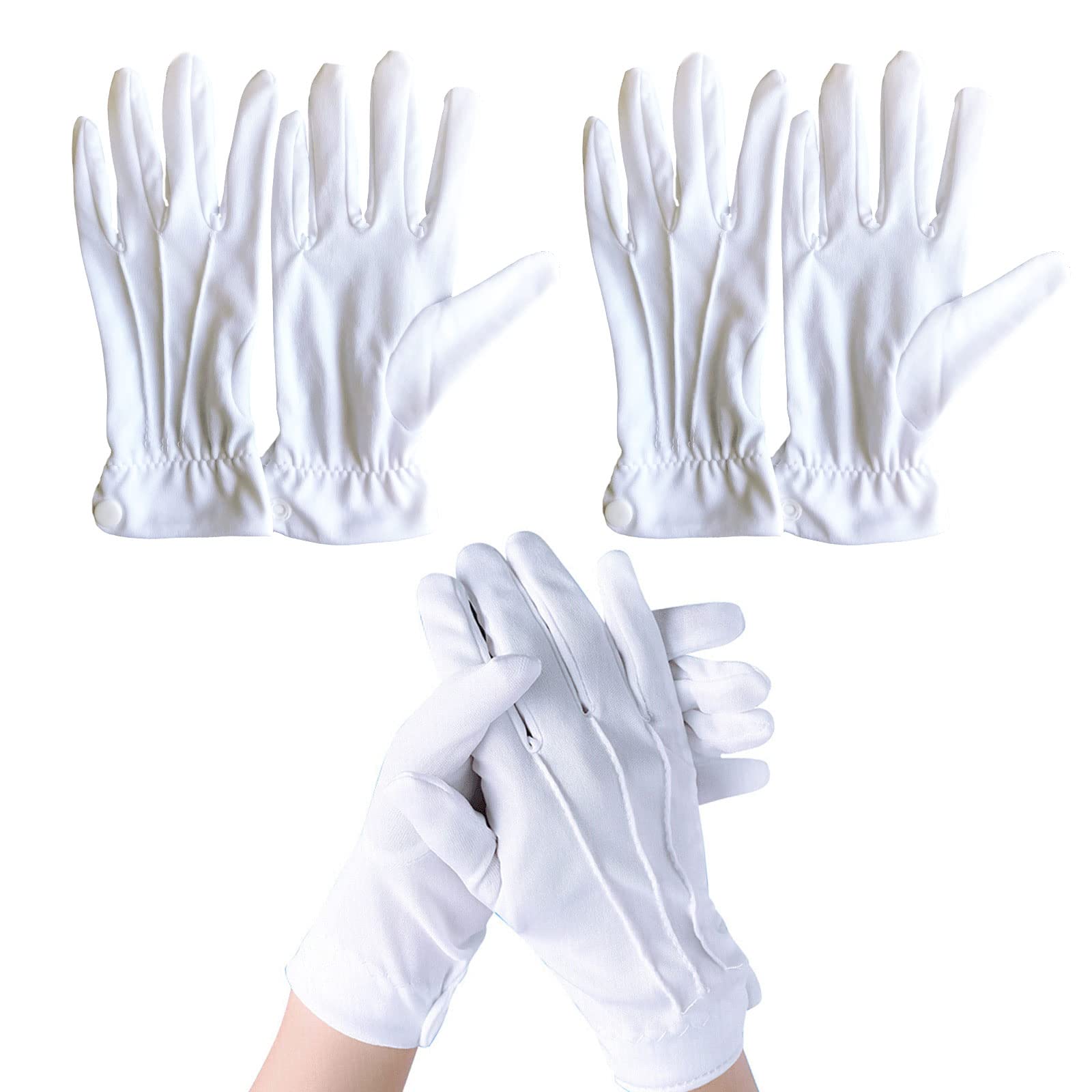 Gants Blancs Coton Surpiqués - Lot 2 Paires 26cm | Cérémonie, Bijouterie, Événements