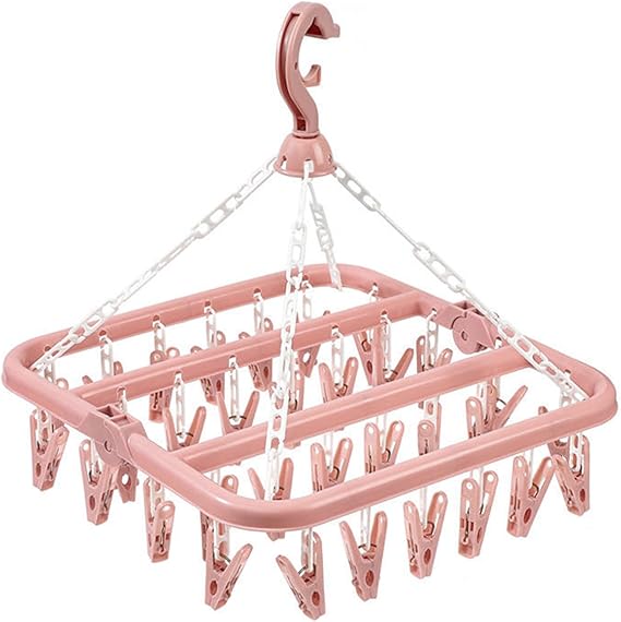 COFDDS Clothes Drying Hanger with 32 Clips and Drip