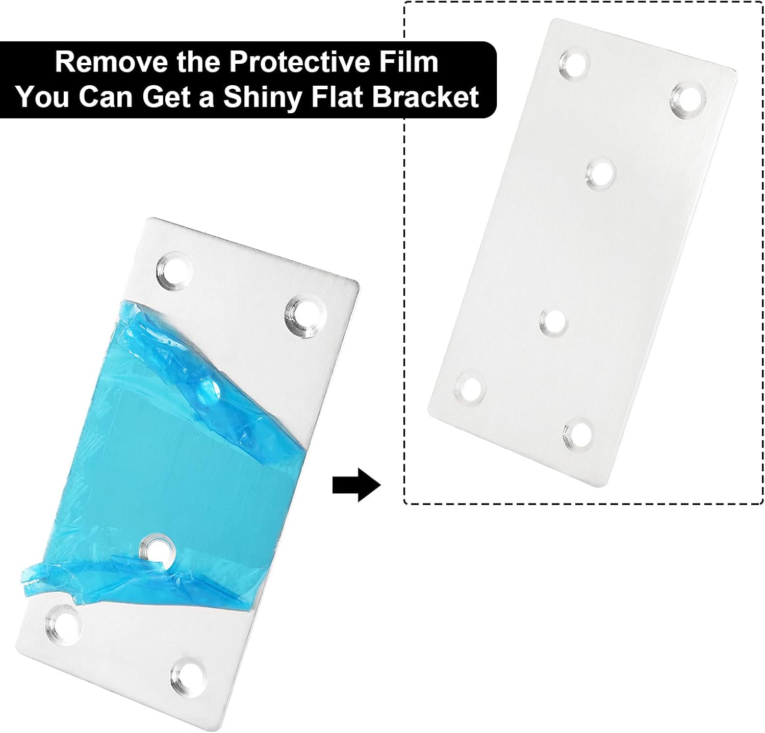 CYEAH 30 PCS Flat Brackets Mending Plates 4"x2" Heavy Duty Stainless Steel Bracket, Straight Fixing Mending Bracket Plates for Furniture, Wood, Shelves, Cabinet, 50X100X2MM