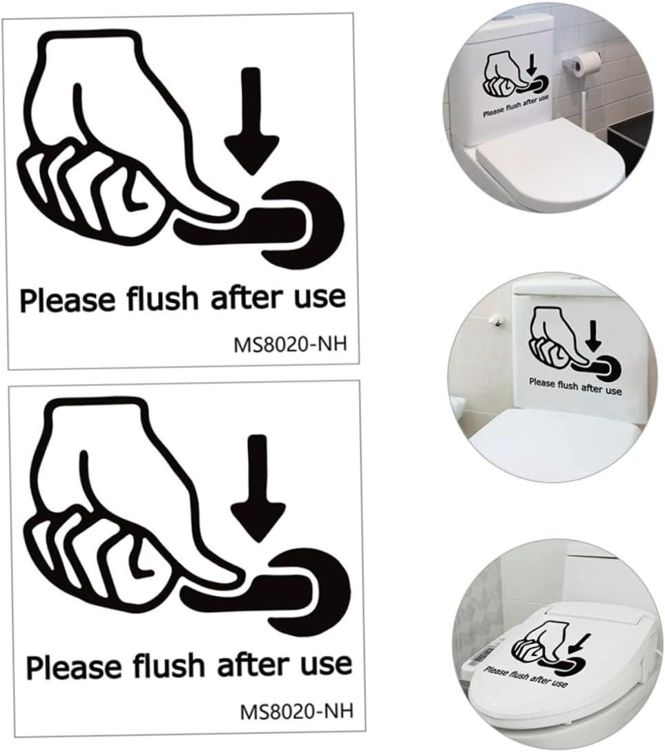 Warning Sign Toilet Lid Decals, 2 Sheets PVC Removable Bathroom Stickers
