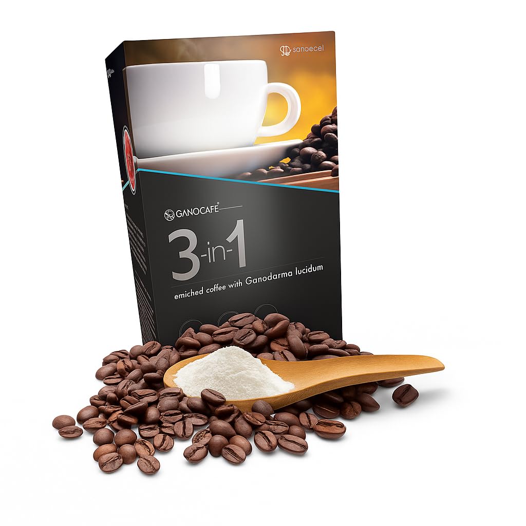 Instant Ganoderma Coffee 3-in-1, Medium Roast Powder Mix Ganoderma Lucidum Extract, Non-Dairy Creamer & Sugar Single-Serve Sachets Wellness & Energy