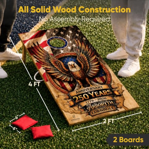 Image of Cornhole Board Set for Adults, Premium Wooden Bean Bag Toss Game with 8 All-Weather Bean Bags, Integrated Bean Bag Storage, Foldable Legs Outdoor Game