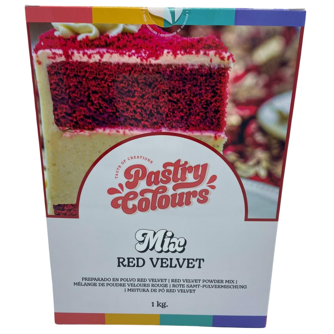 PASTRY COLOURS - Preaprado de Pastel Red Velvet - Mezcla para Hornear la Tarta Red Velvet en Casa - Receta Fácil - 1 Kg