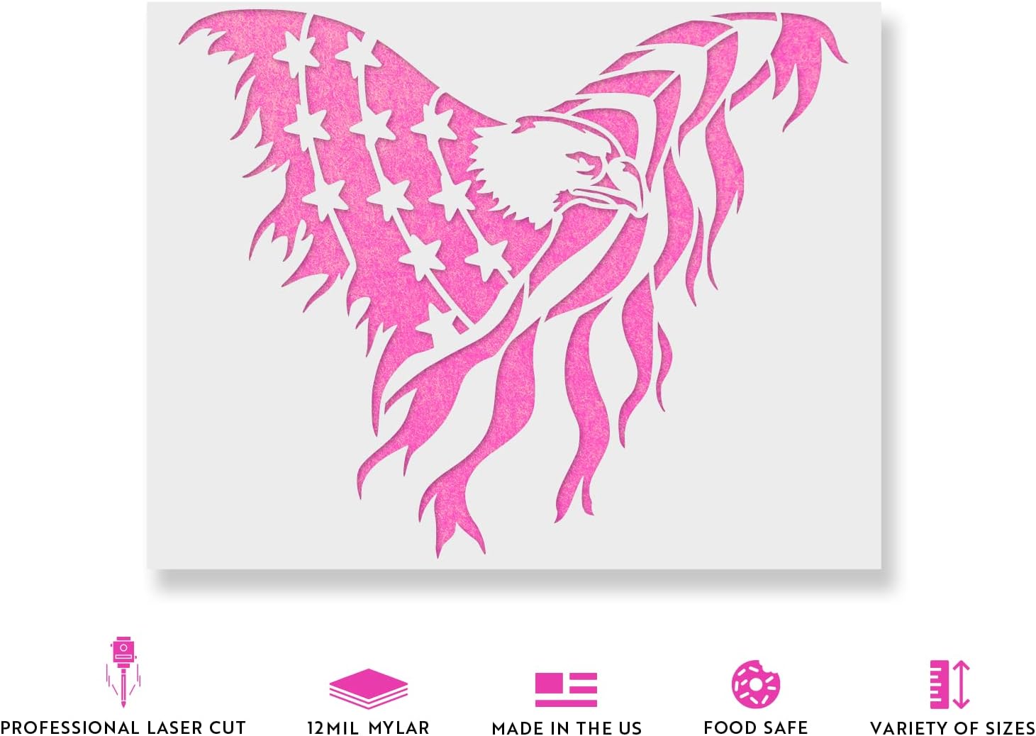 Eagle American Flag Stencil - Us Flag, Paint, Patriotic, Reusable, Crafts