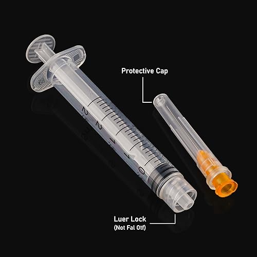 Miniatura 4 de Jeringa desechable de 0.1 fl oz con suministros de laboratorio de aguja de 0.88 oz de 1 pulgada, envuelta individualmente, paquete de 100 unidades