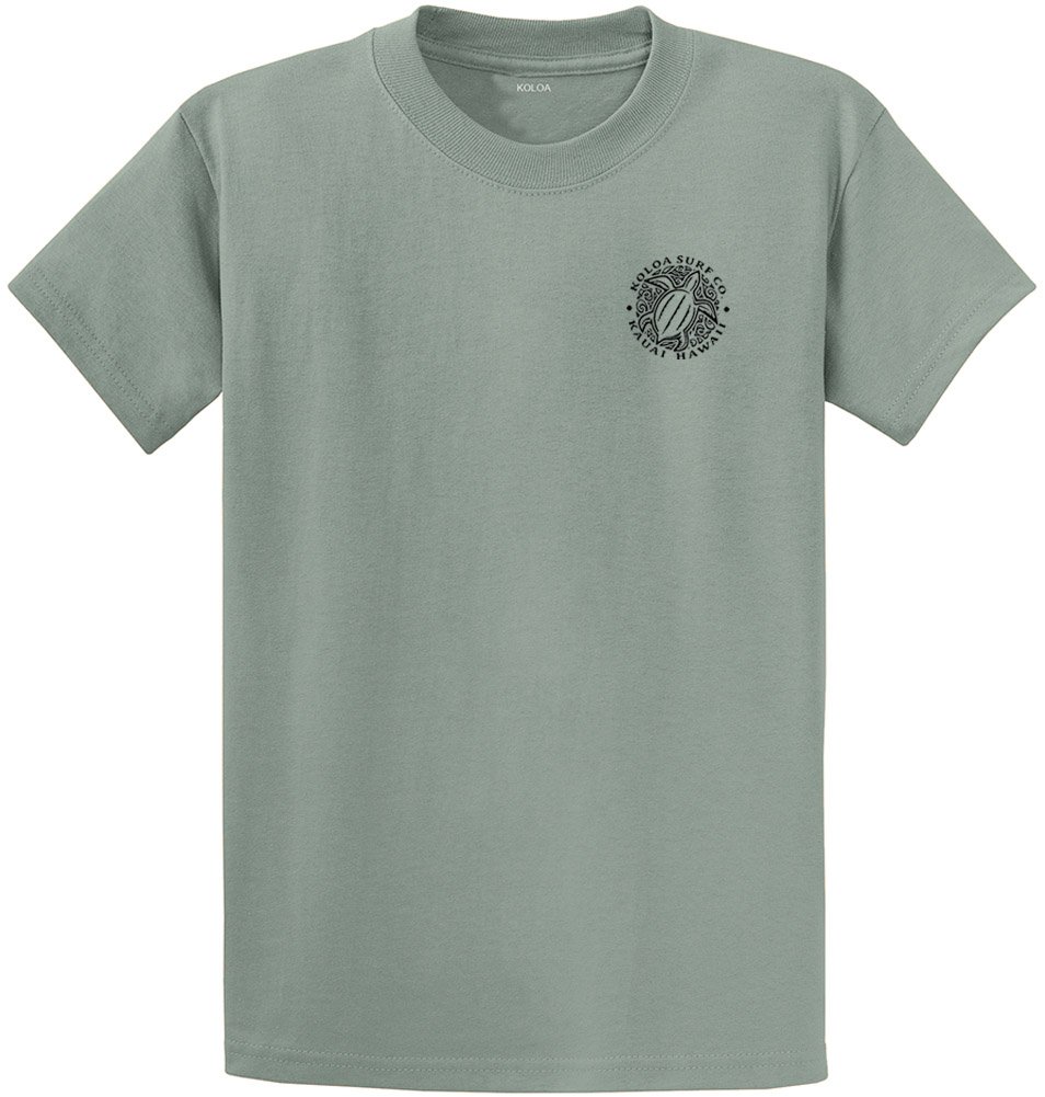 Koloa Surf Company Mens Hawaiian Honu Turtle Logo Heavy Cotton Tee, Stone Green, X-Large