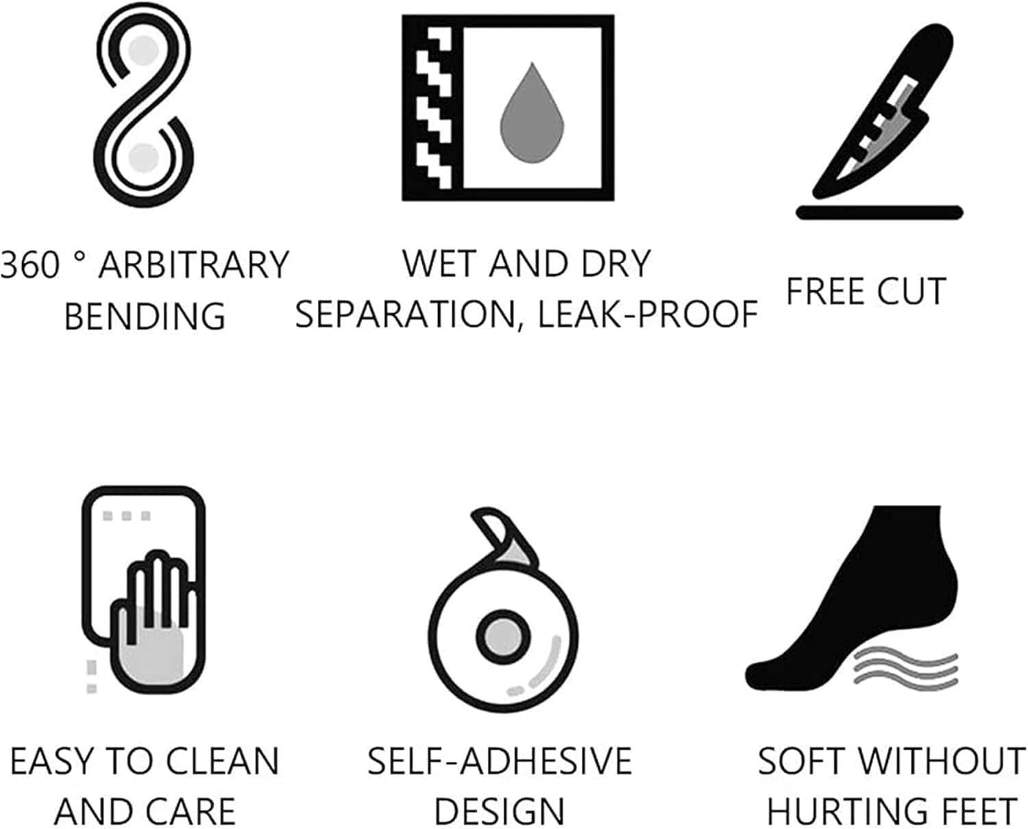 Soglia pieghevole per doccia, in silicone, paraspruzzi per cucina e bagno, per vasca da bagno (nero, 4 m)