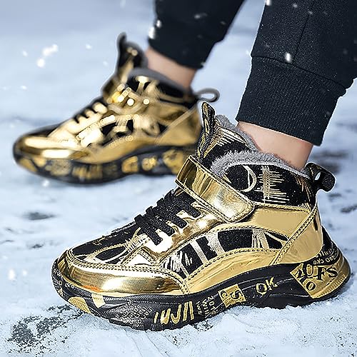 Boys Snow Boots Winter Waterproof Slip Resistant Sneakers Faux Fur Lined Winter Boots Cold Weather Shoes4