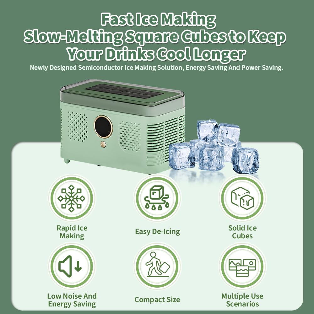 Máquina de hielo portátil, rápida fabricación de hielo, silenciosa, eficiente energéticamente, con estante de separación de cubitos de hielo y cubierta superior extraíble, encimera de máquinas de