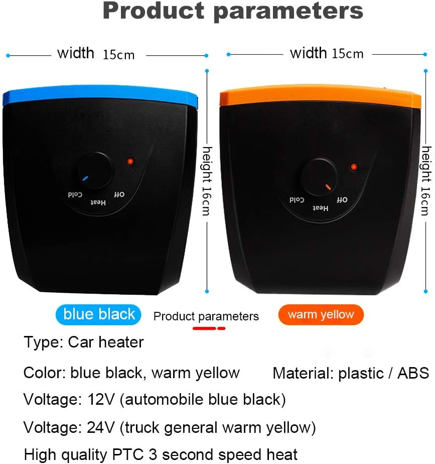24V Portable Car Heater Defogger Fast Heating Windshield Defroster Demister Heating Cooling Fan for 24 Volt 280W Car Auto Vehicle Plug in Cigarette Lighter Ceramic Heater De-Icer (Yellow) : Electronics