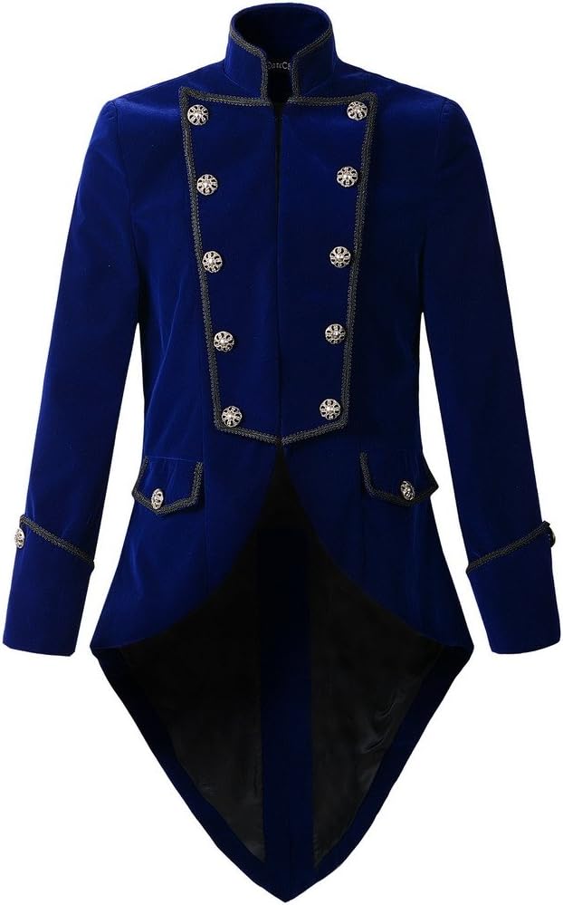 Mens Steampunk Tailcoat Jacket Velvet Gothic VTG Victorian