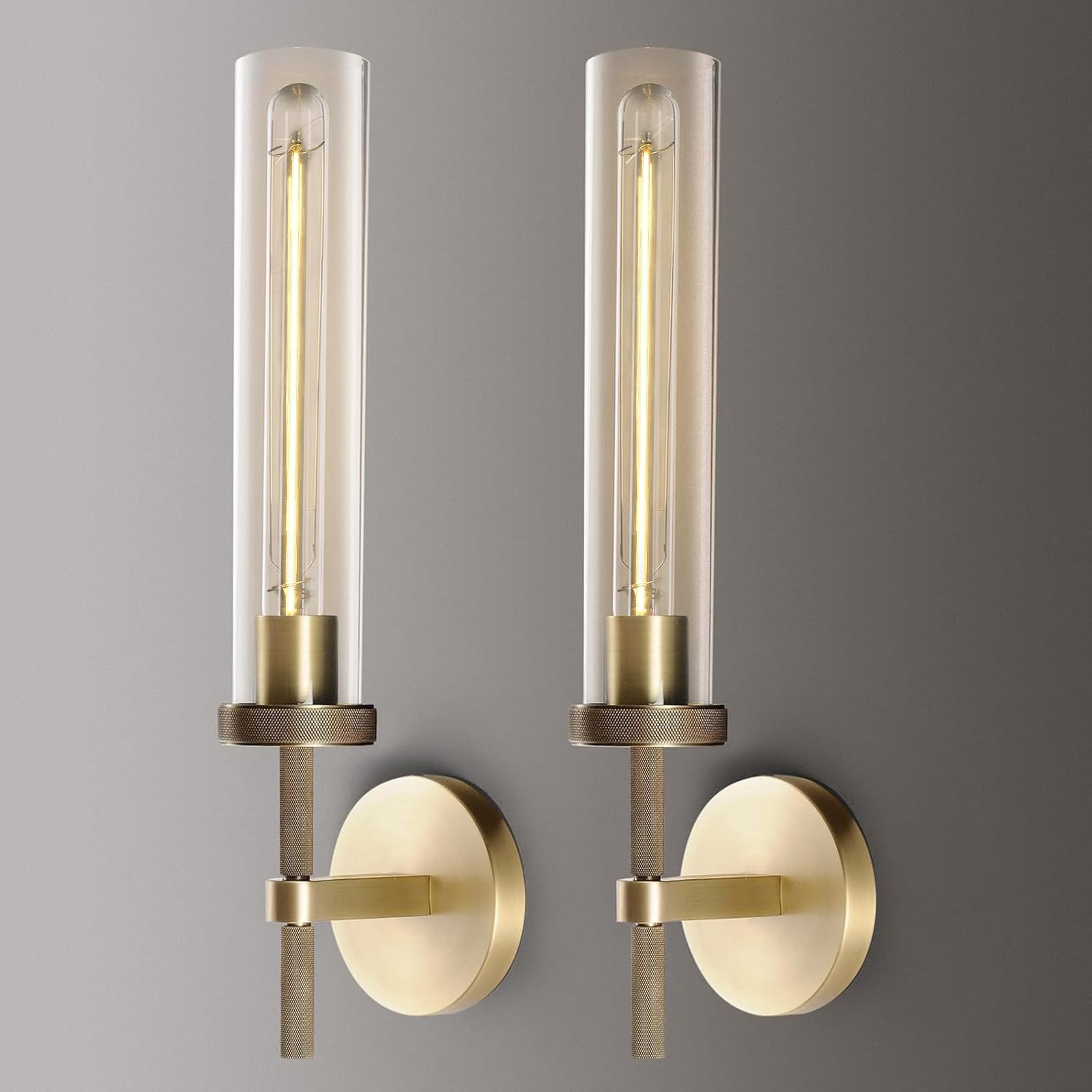 Photo 1 of ZHTIECHUI Brass Knurled Wall Sconce (20") - Set of 2