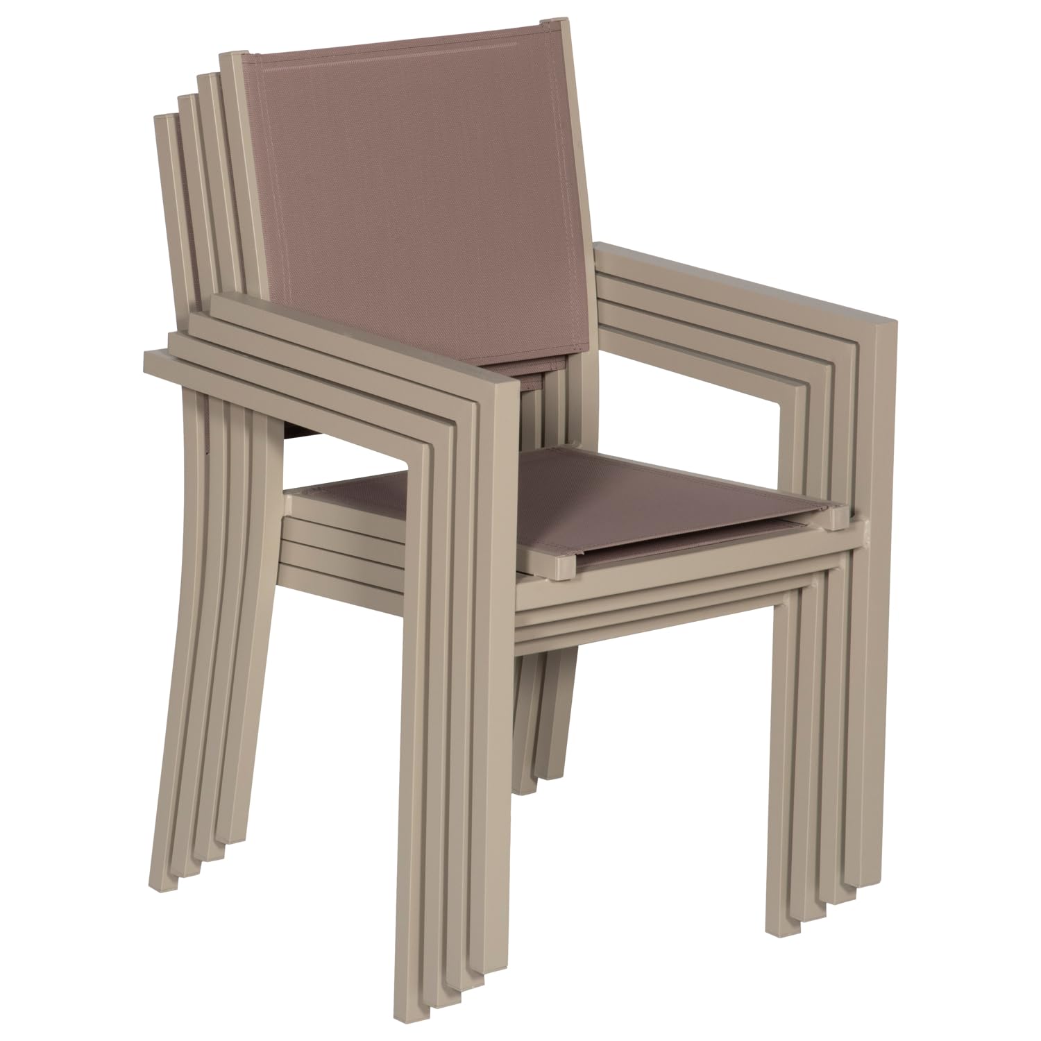Happy Garden Salon de Jardin Bari en textilène Taupe 8 Places - Aluminium Taupe