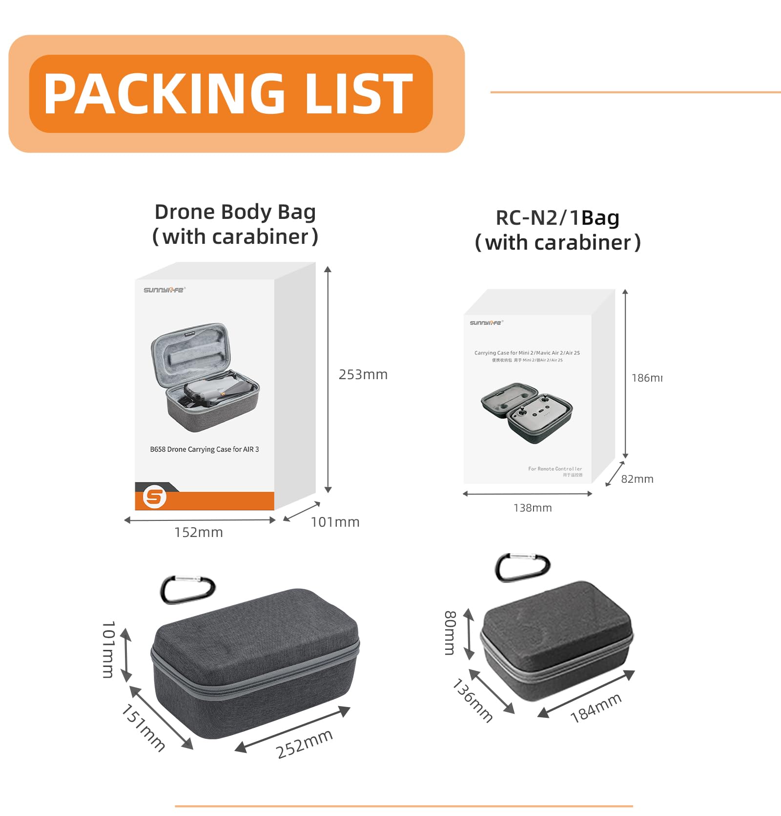 Borsa di protezione per DJI AIR Drone e RC 2 / RC-N2 Telecomando Custodia Custodia Portatile Custodia di Stoccaggio Custodia di Trasporto, Per Dji Air 3 Drone + Rc N2 Telecomando, Custodia