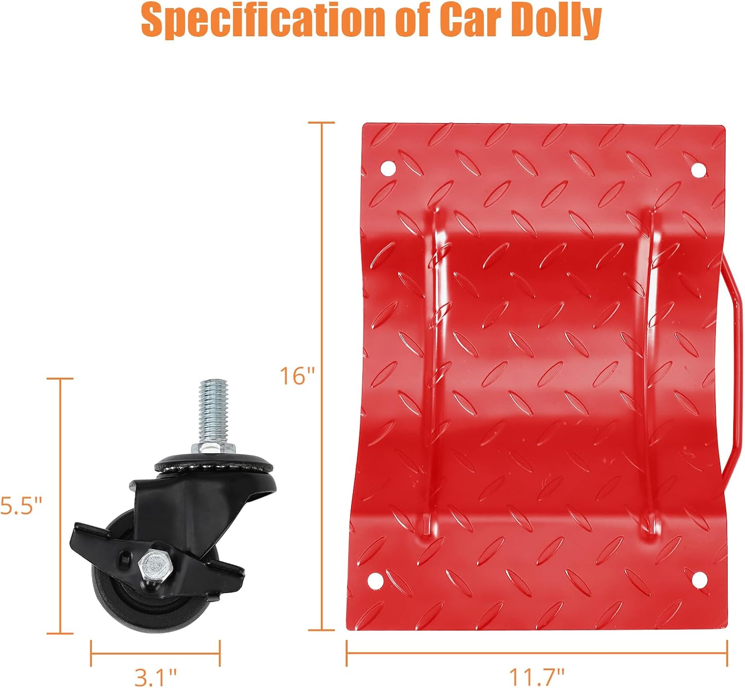 Car Dolly 4 Pack, [Upgraded] Towallmark Car Dolly with Nylon Wheels, 6000lbs Load Bearing, Tire Wheel Dolly Vehicle with 360° Rotational Wheel for Moving Cars, Trucks, Trailers, Motorcycles, Red