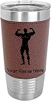 Vista 16 de LaserGram 20oz Vacuum Insulated Tumbler Mug, Bodybuilder, Personalized Engraving Included (Faux Leather, Gray)
