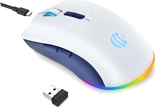 Ratón Bluetooth inalámbrico, ratón óptico USB recargable, 3 DPI ajustables, modo dual silencioso LED (Bluetooth 5.2 y 2.4G) mouse inalámbrico para