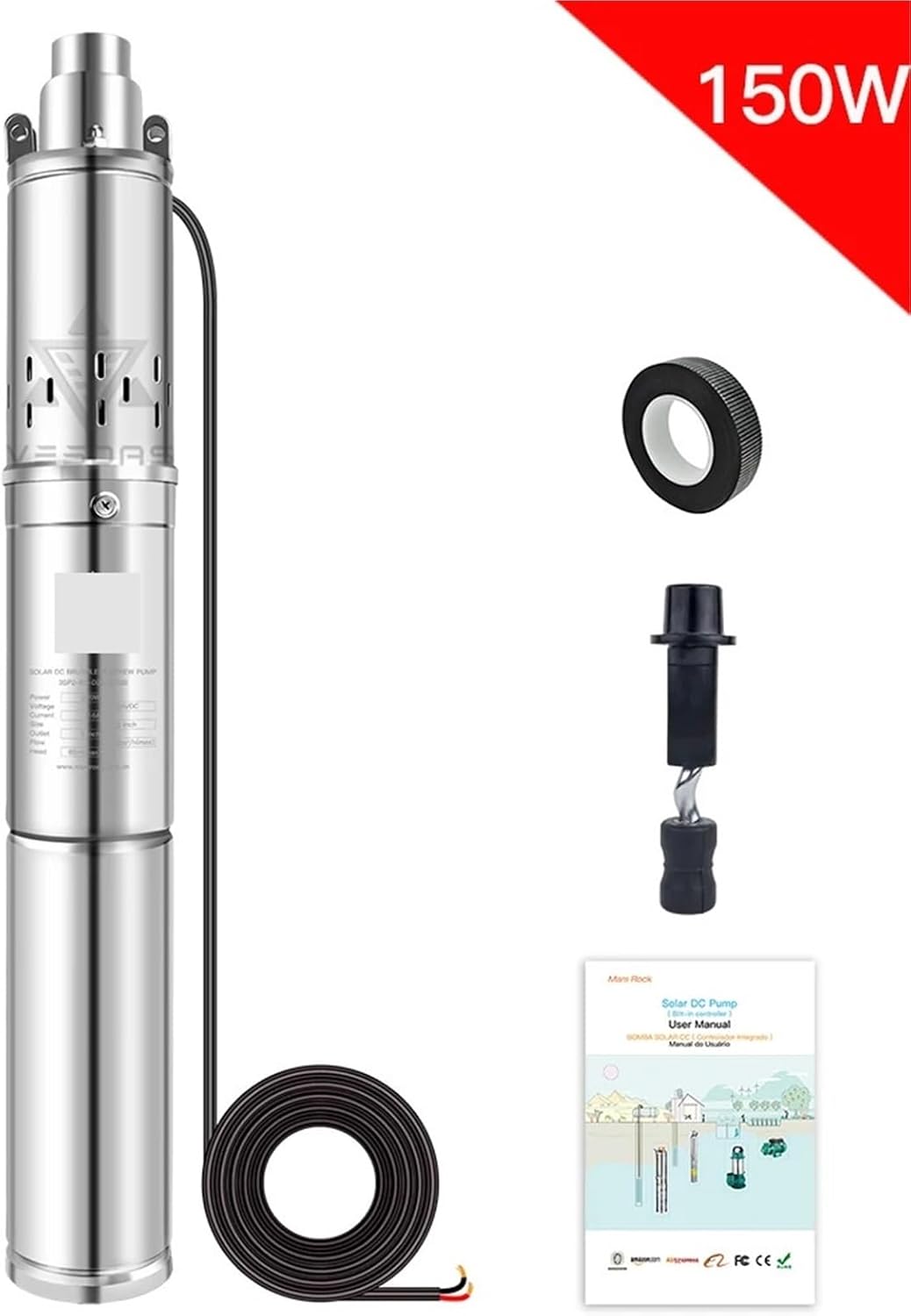 1pc 400W 12V 24V 48V 60V Submersible Well Water Pump Solar Water Pump With Bulit In Controller Ship(3SP2-35-D12-150BI)