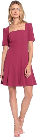 Donna Morgan Womens Womens Dresses Short Sleeve Fit and Flare Scuba Crepe Dress