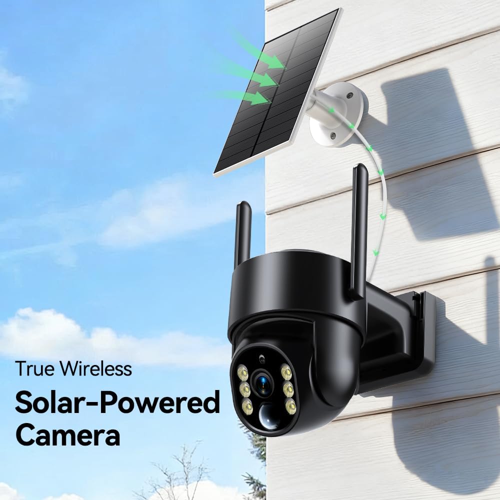 Solar Security Cameras Wireless Outdoor, 5G&2.4GHz Cameras for Home Security, 2K Solar Outdoor Camera, Color Night Vision, AI Human Detection, 2-Way Talk, Siren Alarms (Two) - Image 2