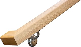 Modern Red Oak Handrail Kit with Wall Returns and Wall Mount Brackets. R...
