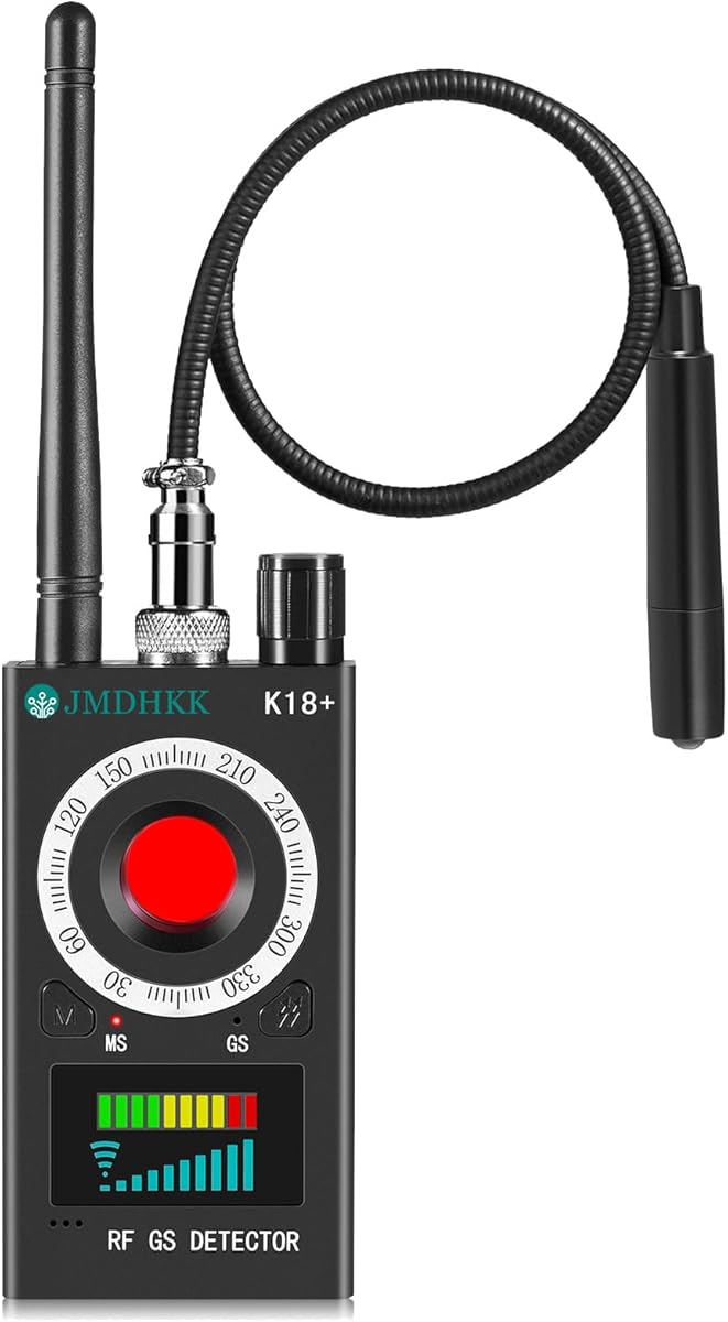 JMDHKK K18+ Hidden Camera Detector, Spy Camera Finder, Bug Detector, Magnetic Field Detector, Listening Device Detector – Privacy Protection Tool for Home, Office, Hotel, and Travel Security(Black)