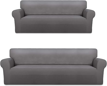 PureFit Sofa Oversized Sofa Slipcover Bundles Fleece Light Gray Couch Cover