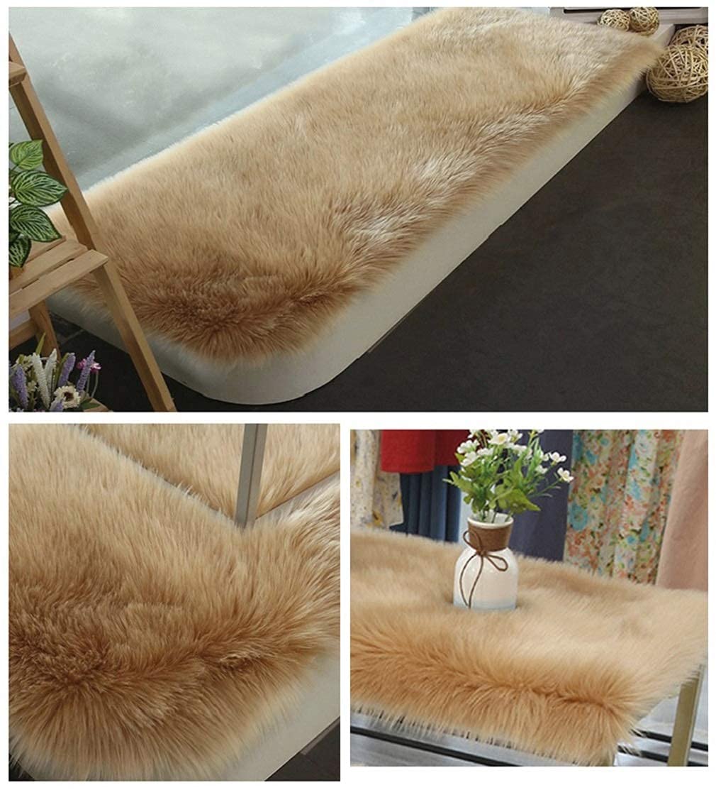 Dywan włochaty, wełniany antypoślizgowy miękki puszysty dywan podłogowy pluszowe wygodne puszyste dywaniki do salonu sypialnia przedszkole (Camel 3.3x6 feet (100x180 cm))