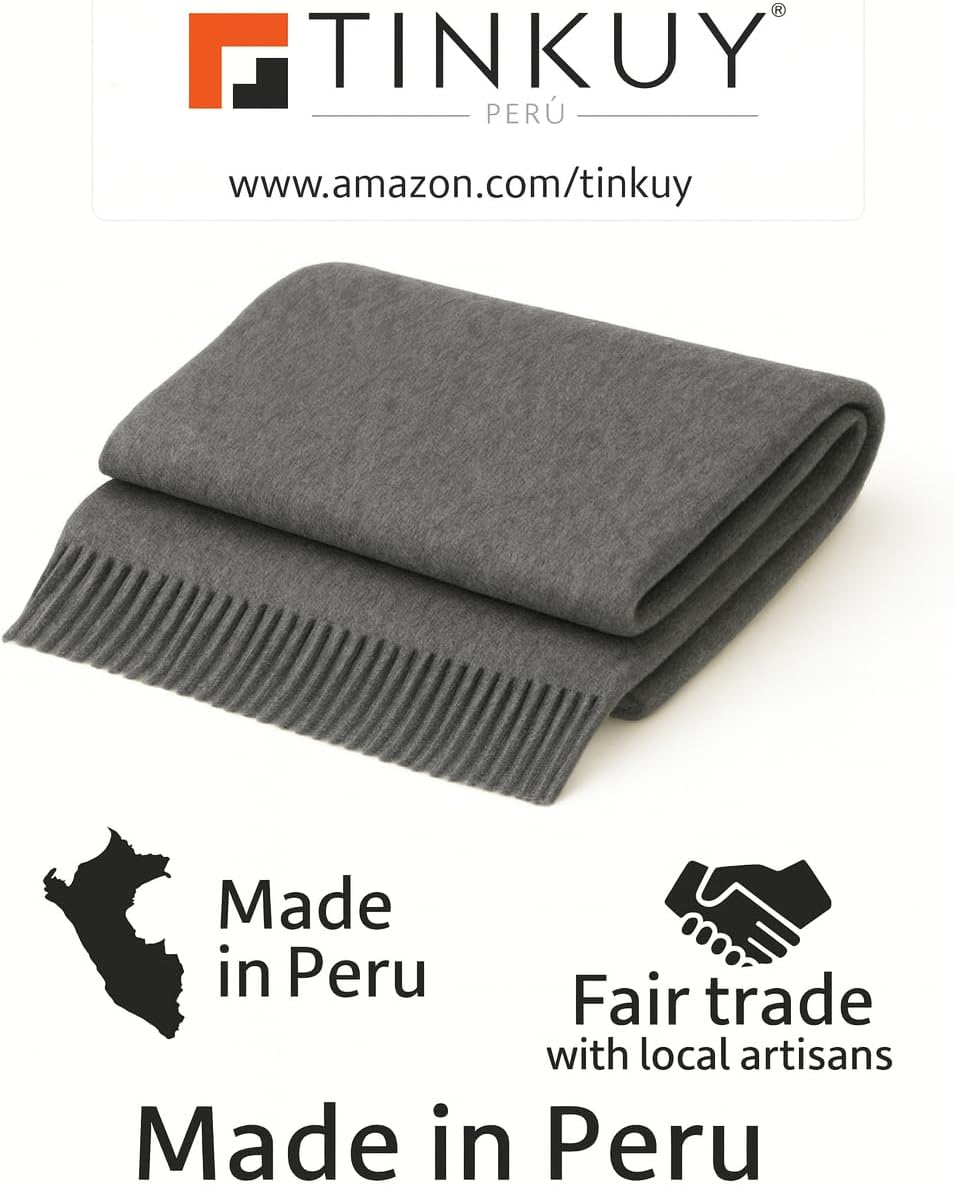 TINKUY PERU Alpaca Wool Blend Scarf – Handmade in Peru – Soft, Warm & Lightweight – Unisex Winter Shawl – Luxury Gift - Image 6