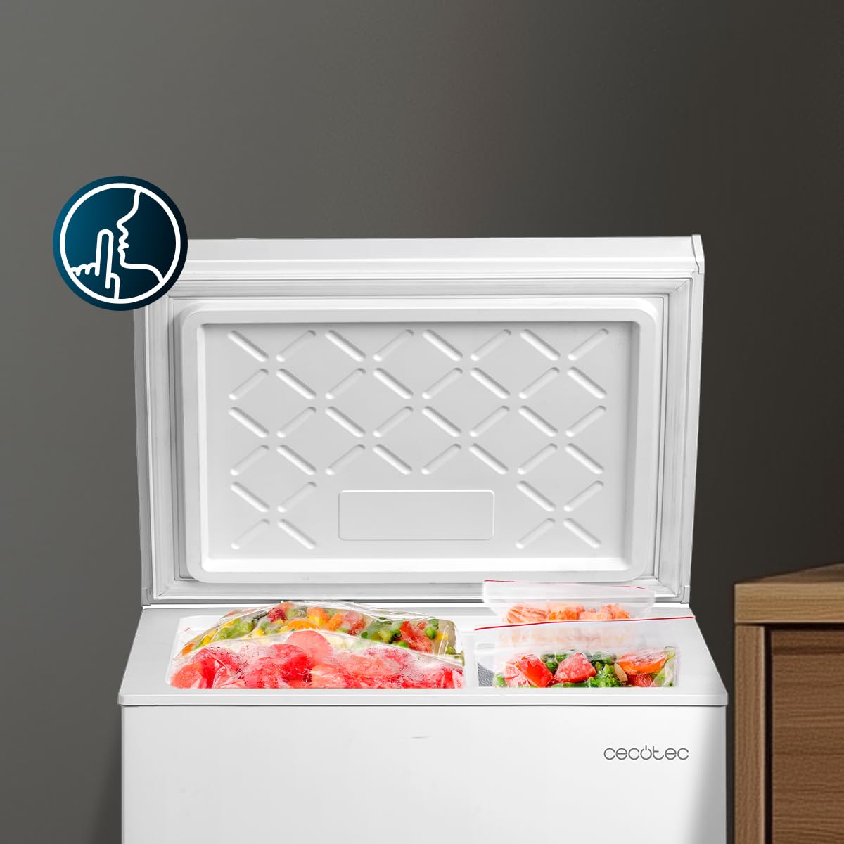 Cecotec Congelatore Orizzontale 99L Bolero CoolMarket Chest 99P White E. Cestello con Maniglie, Controllo Elettronico LED, UltraContact D-Cool, Dual Function, Porta ZeroG (80º-30º), Fast Freezing
