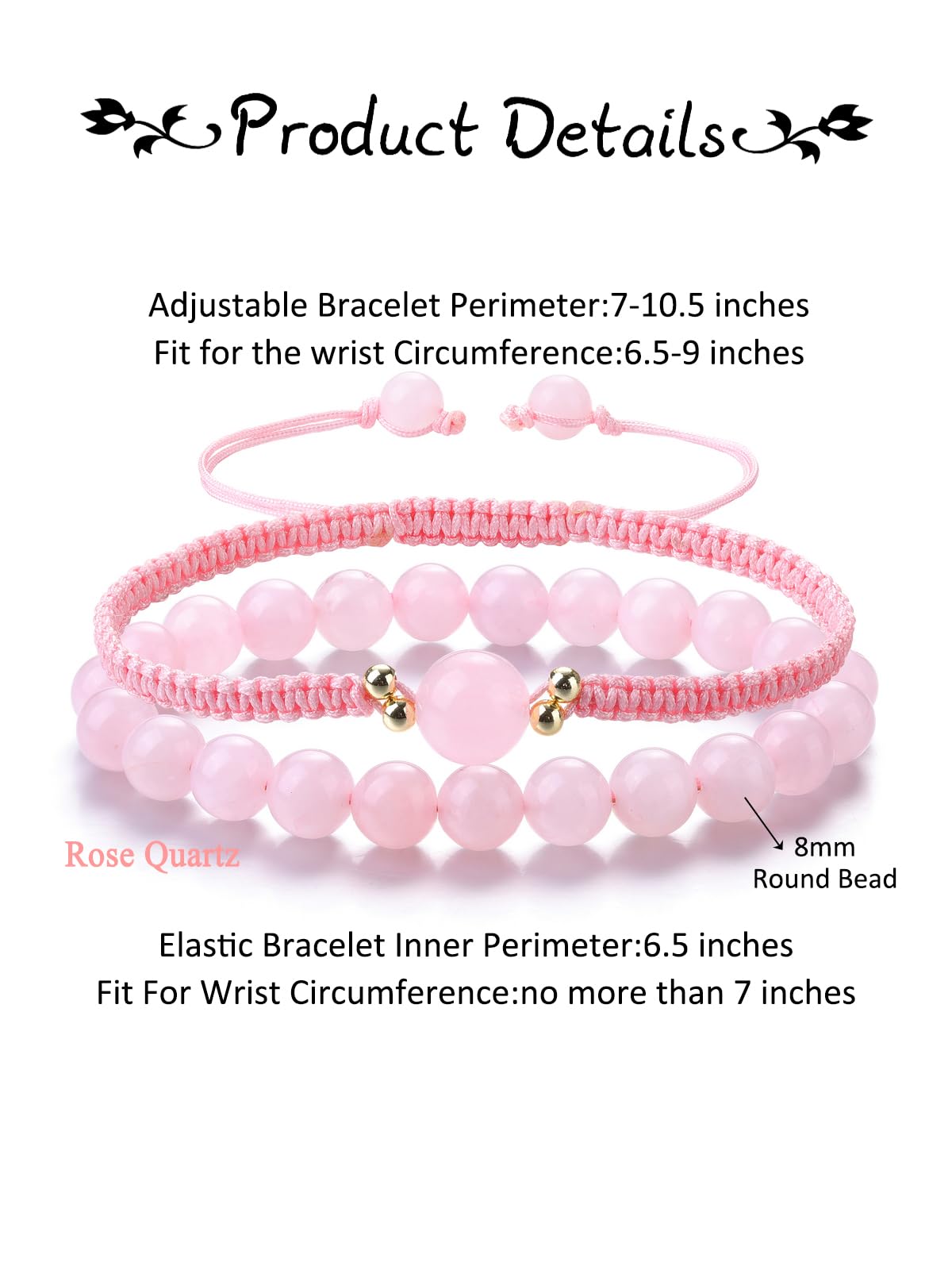YDYDTTKD Heilkristall-Armbänder für Damen, 2 Stück Stein-Reiki-Edelstein-Perlenarmbänder für Damen, Schmuckgeschenke