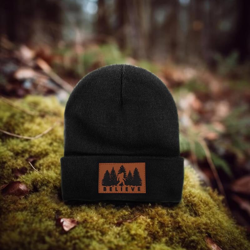 Image of Bigfoot Beanie for Men - Sasquatch Hat Winter Knit Cuffed Beanie for Women - Bigfoot Gifts for Christmas & New Year