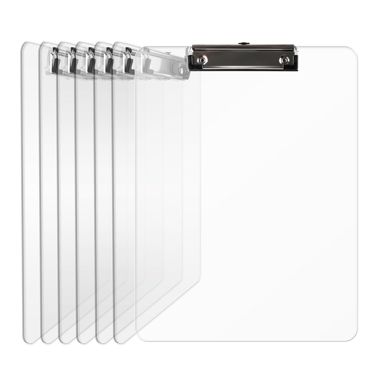 Set di 6 portablocco in plastica trasparente, 8,5 x 11 cm, per aule, studenti, bambini, formato lettera A4, portablocco trasparente, dimensioni 22,9 x 31,8 cm, con clip a basso profilo,