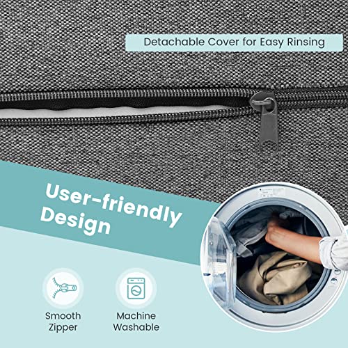 Giantex 8 Inch Folding Sofa Bed Couch, Memory Foam Futon Mattress Linen Fabric Sofa, Floor Couch Lounge Sleeper Bed For Living Room Bedroom Guest Room, Dark Grey, Queen #TOP3