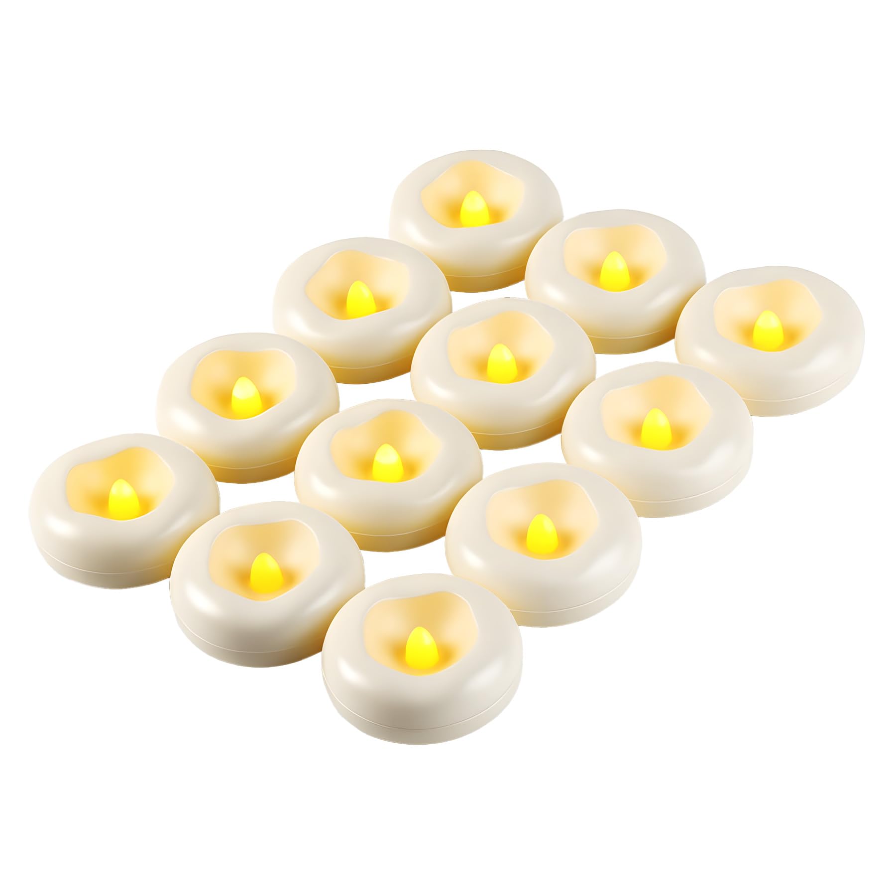 12 candele LED galleggianti impermeabili senza fiamma tremolanti, si illuminano a contatto con l'acqua, per piscina, matrimonio, vaso, decorazione della casa (5,8 cm*2,5 cm)
