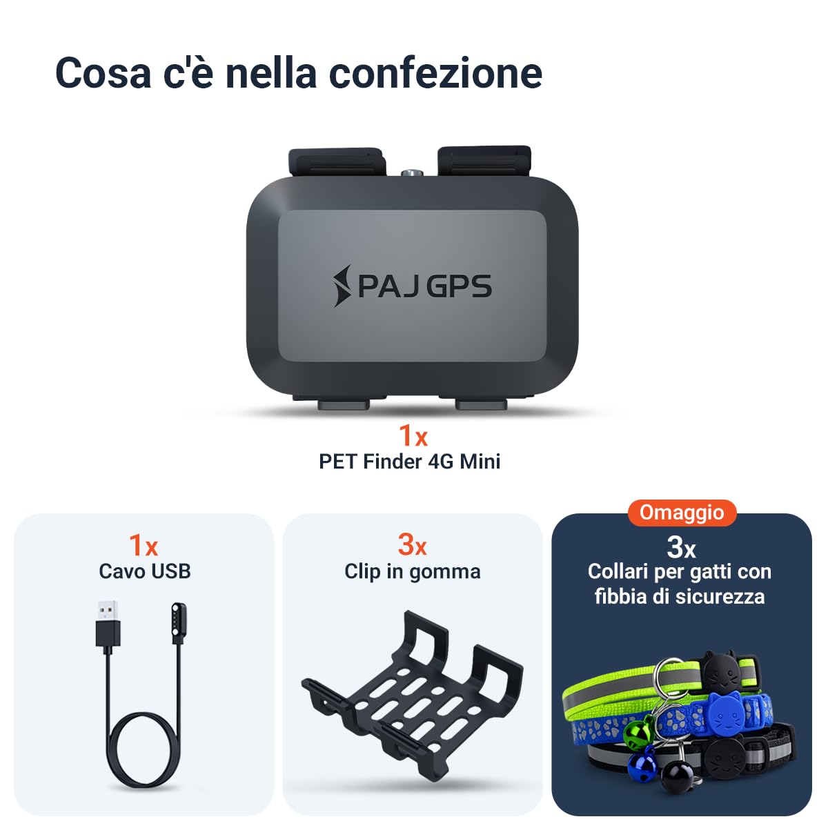 PAJ Localizzatore GPS Mini per Gatti, 3 Mesi Abbonamento Premium Incluso | Notifiche Fuga - GPS Tempo Reale - 100% Impermeabile - Compatibile con tutti i Collari/Pettorine - Allarmi in App