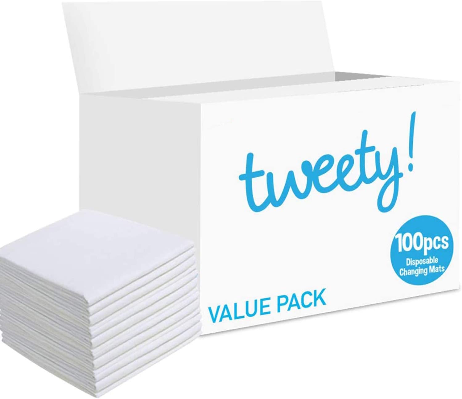 Tweety Disposable Changing Mats Value Pack (100 Pcs), Nappy Pad, Pet Training Baby Diaper Mat, Pad