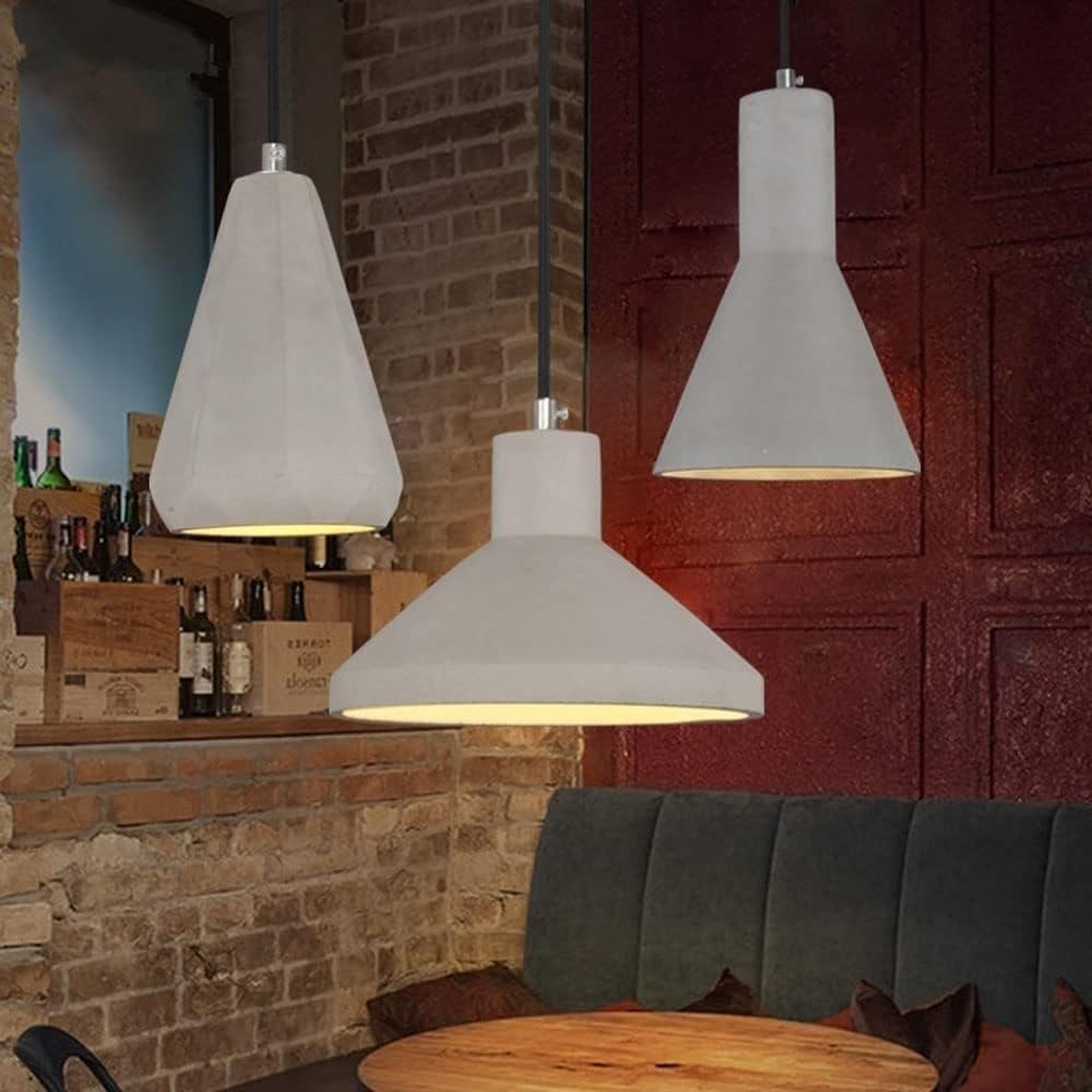 Lampadario Moderno Vintage a Forma di Cono, Lampada a Sospensione E27 a Testa Singola, Grigio Cemento, Lampada a Sospensione Industriale, apparecchio a soffitto, per Ristorante, ba