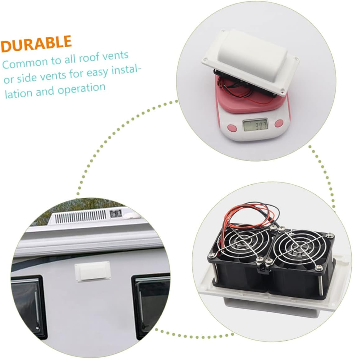 4pcs Rv Vent Fan Side Air Ventilation Cooler for Rvs Trailers Boats and Yachts Quiet Prevents Humidity Internal Mesh for Safety
