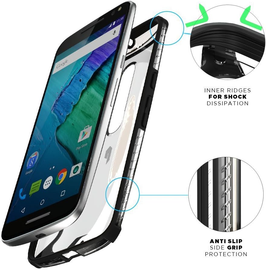 Poetic Affinity Slim Fit Dual Material Protective Bumper Case for Moto X Pure Edition Black