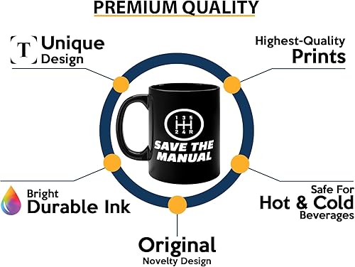 Miniatura 3 de Carguy Taza de café 11oz Negro -guarde los manuales - Funny Sarcasm Car Lover Owner Enthusiast Mechanics Racing Street Racer Road Trip Organized Car