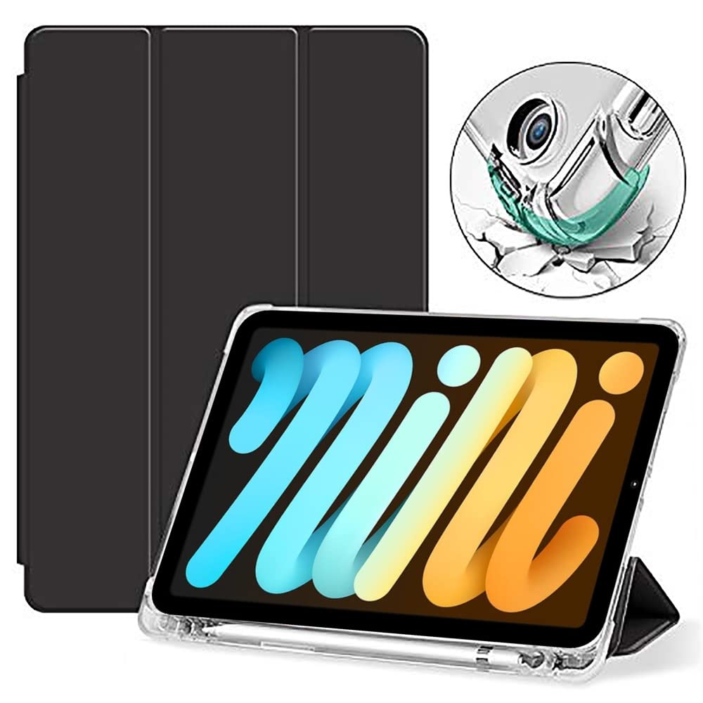 Caseelo Case for Apple iPad Mini 6th 8.3 inch [ Mini 6th Generation 2021 ] Model A2567 A2568 A2569 [Translucent Soft Air-Cushioned Back] Trifold Smart Flip Cover [Pencil Holder Case] - Black (B09QJM8XG7) Amazon Price History, Amazon Price Tracker