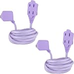 GLOBE Electric 22892 Designer Series 9-ft Fabric Extension Cord, 3 Polarized Outlets, Right Angle Plug, 125 Volts, Metallic Purple