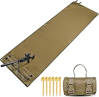 HOMEYA Tactical Prone Shooting Mat: Extra Large 77x28" 1000D Nylon Waterproof, Roll-Up Portable with Bipod Holder, MOLLE & 6 Stakes for Rifle Hunting