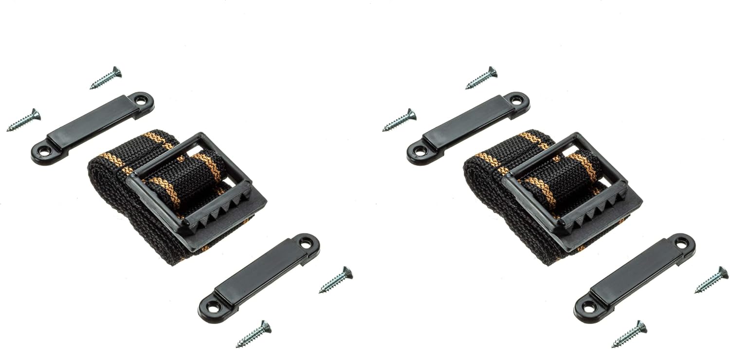 Attwood 9013-3 Battery Box Hold-Down Strap Kit — Medium, Strap with Firm-Grip Buckles, Footman Clamps, Screws Included