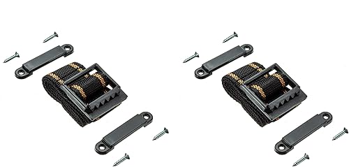 Attwood 9013-3 Kit de correa de sujeción para caja de baterías, tamaño mediano, correa con hebillas de agarre firme, abrazaderas de lacayo,