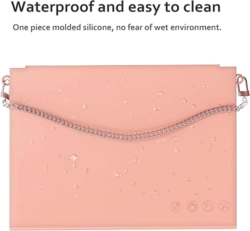 Miniatura 5 de Bolsa de maquillaje de silicona, bolsa de maquillaje de viaje grande con solapa, bolsa de cosméticos de fácil transporte, bolsa de maquillaje de