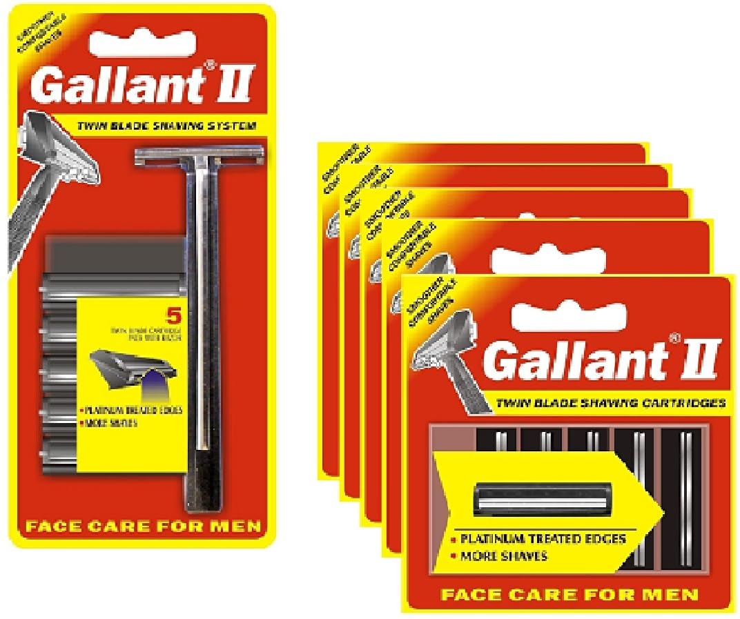 INDUXIN Men Manual Shaving Razor Compatible with Gallant II Twin Blade Shaving & Pack of 5 Cartridges (B0CX55FTQ6) Amazon Price History, Amazon Price Tracker