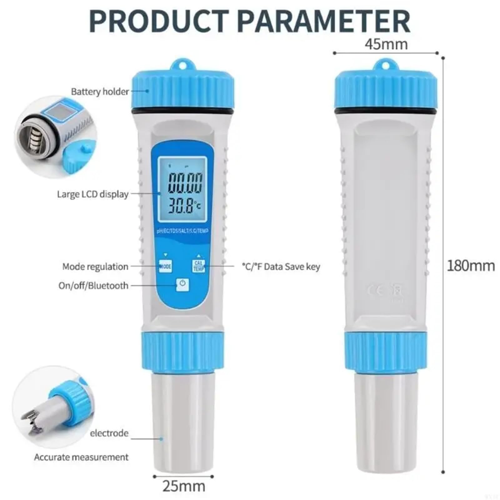 Dispositivo di misurazione della qualità Acqua Wireless 6 in 1 for la misurazione in